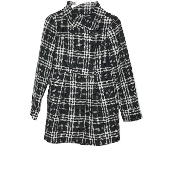 AB Studio Jackets & Blazers - AB Studio Black White Plaid Peacoat Wool Blend 4